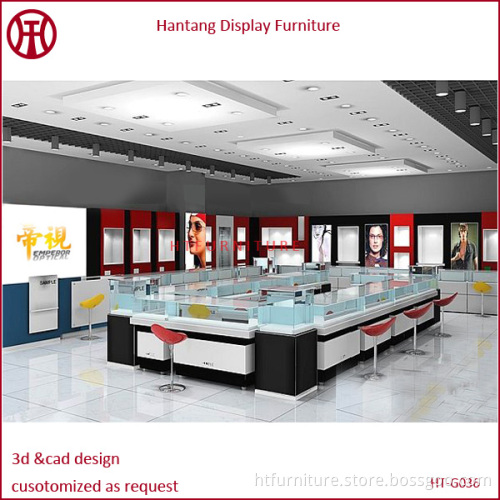 Hot selling fashion mall glasses kiosk design